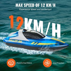 Barca da Corsa RC 2.4GHz con Luce LED, Velocità 12 km/h, Telecomando, 2 Batterie Ricaricabili per Piscine e Laghi - Product Image 3