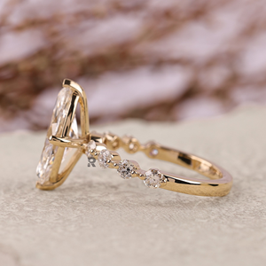 แหวนหมั้นและแต่งงานสำหรับผู้หญิง Vivian Marquise Unique ทอง 10K 14K 18K เพชร 1 กะรัต 2 กะรัต 3 กะรัต 4 กะรัต 5 กะรัต IGI สี D ระดับความสะอาด VS1 เพชรเพาะเลี้ยง - Product Image 5