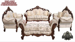 ชุดโซฟาไม้สักแกะสลักสไตล์โมเดิร์น 5 ที่นั่ง งานแกะสลักด้วยมือแบบอินเดีย สำหรับห้องนั่งเล่น ทนทาน ขนาดปรับแต่งได้ วอลนัทโบราณขัดเงา นิวยอร์ก - Product Image 3