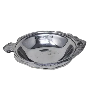 Bol à fruits artisanal en acier inoxydable avec surface polie miroir de qualité supérieure, design en forme de poisson, bol de service en métal poli vintage - Product Image 1