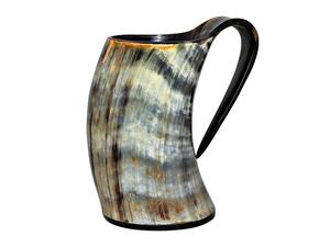 Taza de cuerno para beber vikingo genuino Jarra de cerveza medieval única con taza de base de técnica pulida Cerveza - Product Image 6