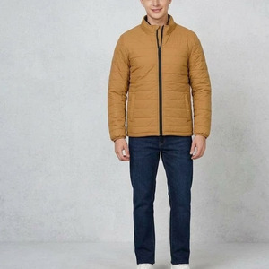 Custom Logo <b>Men</b> <b>Lightweight</b> Puffer <b>Jacket</b> Contrast <b>Black</b> Zipper Quilted Winter Bubble Coat Blanks - Product Image 2