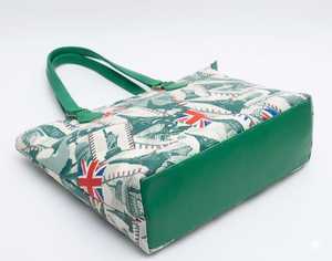 England Style Canvas Tote Bag Women Large Capacity Print Pattern <b>Zip</b> Closure Shoulder Strap Casual Daily Use Handbag - Product Image 4