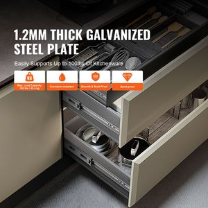 Guide per cassetti in acciaio da 20 pollici, a estrazione totale, per impieghi gravosi, con chiusura ammortizzata e silenziosa, montaggio laterale, per cabina, 6 paia - Product Image 2