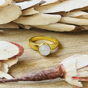 Trendy wholesale Moonstone Brass <b>Ring</b> 18k Gold Plated <b>Statement</b> Bohemian Vintage <b>Ring</b> Handmade <b>Ring</b> For Women Solitaire <b>Ring</b> - Product Image 1
