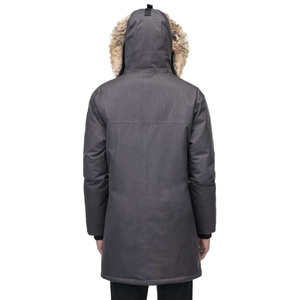 Veste longue matelassée pour homme, parka d'hiver coupe-vent avec capuche en fourrure amovible, fermeture éclair - Product Image 2