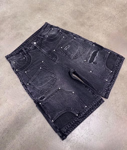 Shorts en jean élégants pour hommes et femmes, 100 % coton, taille haute, délavés à l'acide, tenue décontractée d'été, style streetwear tendance - Product Image 4