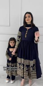 Premium Heavy Faux Georgette Embroidered Gown <b>Pant</b> Set with <b>Sequins</b> Work and Matching Dupatta for Women & Kids Export Quality - Product Image 3