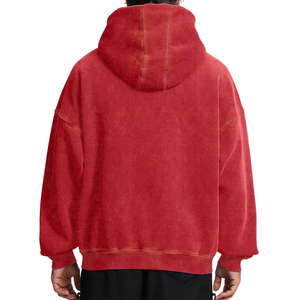 Sweat à capuche zippé pour homme, poids lourd, délavé à l'acide, style streetwear vintage, personnalisable avec logo, prix direct usine OEM ODM - Product Image 4