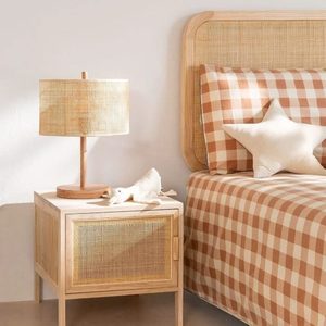 Mesa de Noche Moderna de Bambú y Ratán Tejido, Mueble de Dormitorio para Uso Doméstico - Product Image 3
