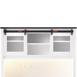 71 \ "Farmhosue bianco rovere rustica armadi da cucina dispensa Bar armadio 3 cassetti porta scorrevole presa di corrente per bicchieri da vino - Product Image 6