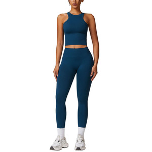Ensemble de yoga pour femme, design classique, couleur unie, été, avec soutien-gorge de sport et leggings, sur mesure, faible MOQ - Product Image 4