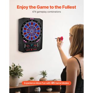 Tavolo da Freccette Elettronico da 13,5 Pollici con 45 Giochi e 474 Variazioni, 6 Aste e Alette per Freccette, Set per fino a 8 Giocatori - Product Image 2