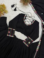 Gaun Lehenga Choli Tradisional Hitam Wanita Desainer Dengan Dupatta Untuk Pakaian Navratri Dari Pemasok India