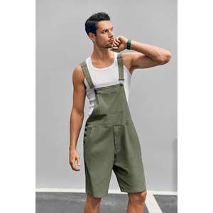 2025 hommes décontracté bavoir ensemble Shorts léger coton coupe ample Denim avec Walkshort poches combinaison barboteuses - Product Image 4