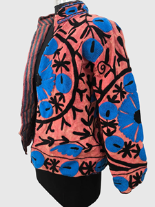 Veste à col mandarin en coton brodée à la main avec des motifs floraux, manches longues, longueur normale, pour femmes adultes, style Prairie Chic, idéale pour le printemps - Product Image 4