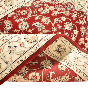 Tapis oriental fin à motifs floraux noué à la main en laine rouge multicolore 10'x14' à poils ras avec envers en coton pour salon - Product Image 2