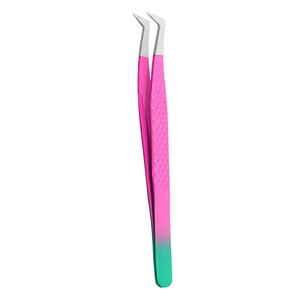 Pinzas Quirúrgicas de Precisión Morje de Acero Inoxidable para Pestañas con Punta Suave y Mango en Degradado de Rosa a Verde Azulado, Modelo MS-ET-0007 - Product Image 1