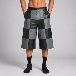 Custom 500 GSM Oversized Leather Jorts Knee Length Fit Leather Streetwear for <b>Y2K</b> Fashion Brands - Product Image 1