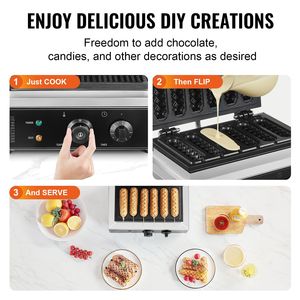 Commercial 1500W <b>Waffle</b> <b>Maker</b> 6PCS Non-Stick Stainless Steel Baker Machine for Corn Hot Dogs <b>Waffles</b> Temp <b>Waffle</b> <b>Maker</b> - Product Image 6