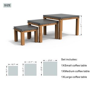 <b>Set</b> of Three Grey <b>Square</b> Aluminum Tables for Indoor and Outdoor Use - Product Image 3