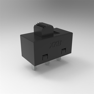 Interrupteur à glissière haute intensité SPDT à trou traversant XKB Connection SS-12M11G3 6A 120V 13.2x7.2mm avec actionneur noir ROHS - Product Image 1