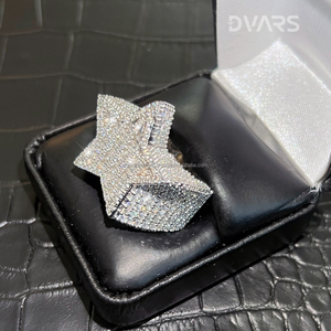 Bague étoile en moissanite baguette exotique 4,80 CTW, argent sterling, entièrement sertie, championnat hip hop, mariage, fête pour hommes - Product Image 4