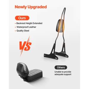 Respaldo Desmontable Negro de 29 Pulgadas de Altura para Asientos de Motocicleta Harley-Davidson Dyna Street Glide Road Glide - Product Image 4