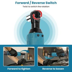 3/8 Cordless Electric Right Angle <b>Ratchet</b> Wrench Set 2pcs 1200mAh Batteries Charger 7 <b>Sockets</b> 400RPM - Product Image 6