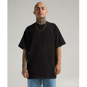 Men's Oversized <b>Black</b> <b>T</b>-<b>Shirt</b> Short Sleeve O-Neck Casual Fit Solid Color Cotton Jersey Knitted Regular Length - Product Image 5