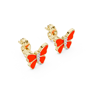 Juego de pendientes de diamantes cultivados en laboratorio HARMONY WINGS, engastados en oro amarillo de 18 quilates, para mujer, para compromiso, boda, fiesta, regalo de San Valentín, uso diario - Product Image 1