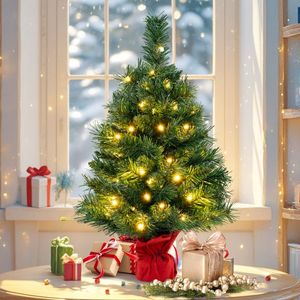 24-Inch Mini Pre-Lit Fir Christmas <b>Tree</b> Small <b>Tabletop</b> Xmas <b>Tree</b> - Product Image 2