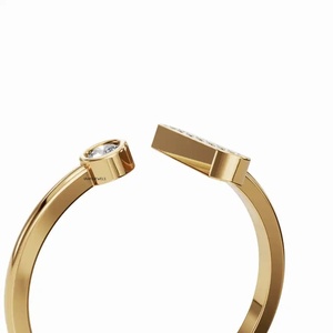 Bague ouverte moderne en diamant de laboratoire taille brillant rond pour femme en or 10K 14K 18K ou argent 925 935 - Product Image 3