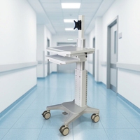Chariot médical réglable en hauteur Hochey en ABS pour clinique, mobilier hospitalier, chariot mobile pour ordinateur et soins infirmiers