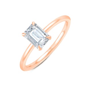 Bague classique en or massif 10K 14K 18K Verdant avec émeraude et 1 diamant de laboratoire taille émeraude 0,3 carat VVS, idéale pour les occasions spéciales et les soirées - Product Image 2