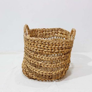 Large Water Hyacinth Storage <b>Basket</b> Handwoven <b>Wicker</b> Organizer Boat Shape With <b>Handles</b> for Home Kitchen - Product Image 3