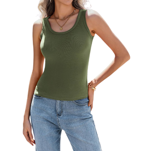 Camiseta sin Mangas con Cuello en V para Mujer, de Lino y Algodón, con Logotipo Personalizado, Elegante, para Verano, Fabricante Mayorista OEM - Product Image 5
