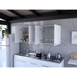 Armadietto da Cucina Bianco Portofino 150 con Doppia Anta, Due Ripiani Esterni e Due Ripiani Interni - Product Image 5