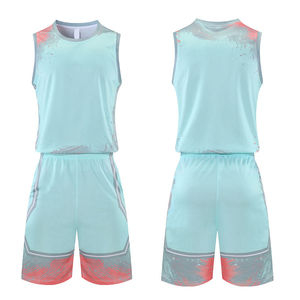 Ensemble de maillot de basket-ball rose unisexe sans manches, col en V, respirant, en polyester, avec short en maille à taille élastique, pour toutes les saisons - Product Image 1