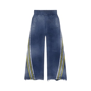 Ensemble de survêtements vintage surdimensionnés avec broderie personnalisée, patchs appliqués, imprimés, effet délavé, comprenant un sweat à capuche zippé et un pantalon de survêtement - Product Image 5