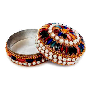 Reasonable Pill Box <b>Mirror</b> & Colorful Beaded Work Velvet Ring Box Gift Packaging Box with Different Styles from India - Product Image 3