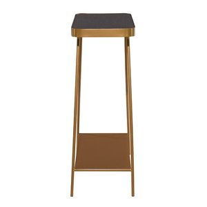 Contemporary Iron and Stone Edge <b>Foldable</b> Narrow Console <b>Table</b> Multipurpose Balcony Utility <b>Table</b> for <b>Small</b> Spaces - Product Image 5