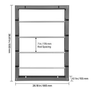 Support mural pour bobines de fil en acier laminé à froid à 4 tiges réglables, support de rangement multi-bobines pour câblage, capacité de 150 lb - Product Image 2