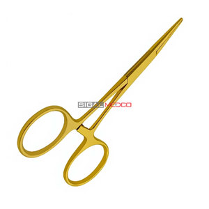 Pinces à moustiques Halstead Premium, droites, manche doré, 5 pouces, pinces hémostatiques autobloquantes en carbure de tungstène et acier inoxydable, chirurgicales - Product Image 3