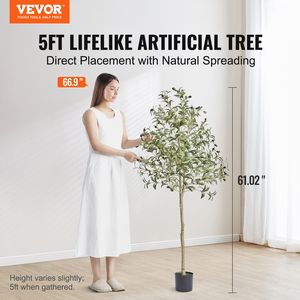 Albero verde a bassa manutenzione materiale sicuro PE olivo artificiale alto 5 piedi finto impianto interno/esterno Anti-punta protezione inclinazione - Product Image 2