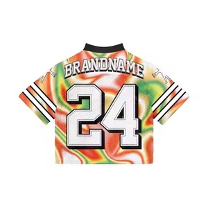 T-shirt Homme Oversize Col V Séchage Rapide Imprimé Numérique Rétro Maillot de Football Ample Manches Courtes en Mesh 100% Personnalisé en Usine - Product Image 4