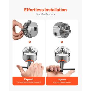 Mandrin de tour auto-centrant de 3 pouces avec vis de fixation à clé en T, plage de serrage 0,08-2,48 (2-63 mm), compatible réversible - Product Image 5