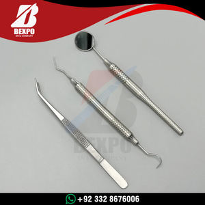 Kit Dental Básico de Acero Inoxidable de Alta Calidad, Juego de 3 Piezas para Higiene Bucal: Espejo, Explorador y Pinzas de Limpieza - Product Image 2