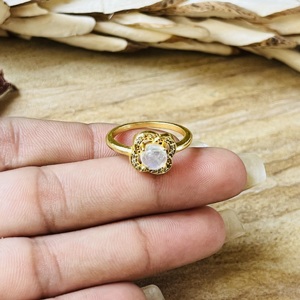 Unique Premium Design Flower <b>Ring</b> Quartz Gold Plated Brass <b>Ring</b> Zircon Floral Boho <b>Statement</b> <b>Ring</b> Handmade Dainty Wholesale <b>Ring</b> - Product Image 2