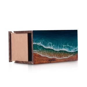 Ocean Wave Resin Cremation Urn Handcrafted Rosewood <b>Memorial</b> <b>Box</b> handmade creamation urn <b>box</b> - Product Image 6
